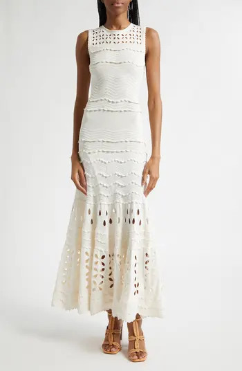 Lakshmi Eyelet Scallop Trim Midi Dress | Nordstrom