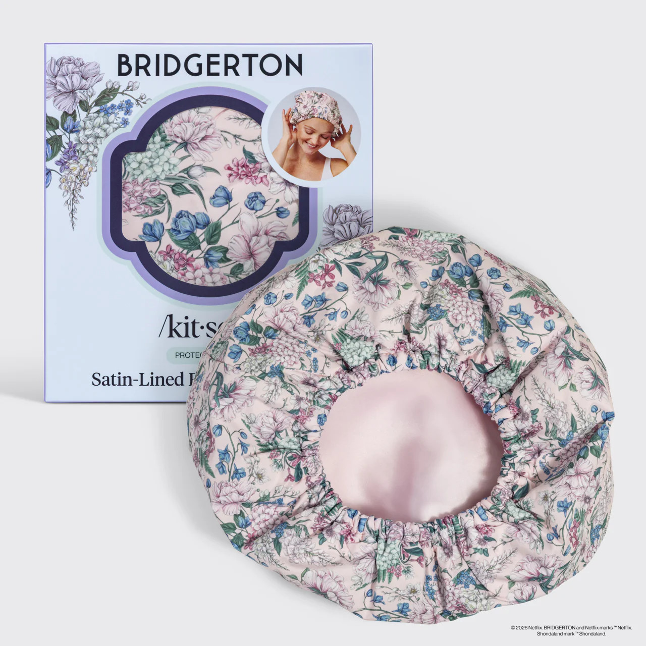 Bridgerton x Kitsch Satin-Lined Flexi Shower Cap | KITSCH | Kitsch
