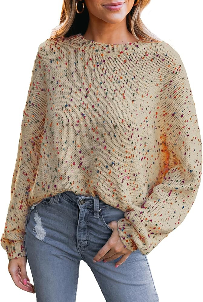 CUPSHE Womens Sweaters Rainbow Pom Casual Long Sleeve Ribbed Knit Pullover Sweater Tops | Amazon (US)