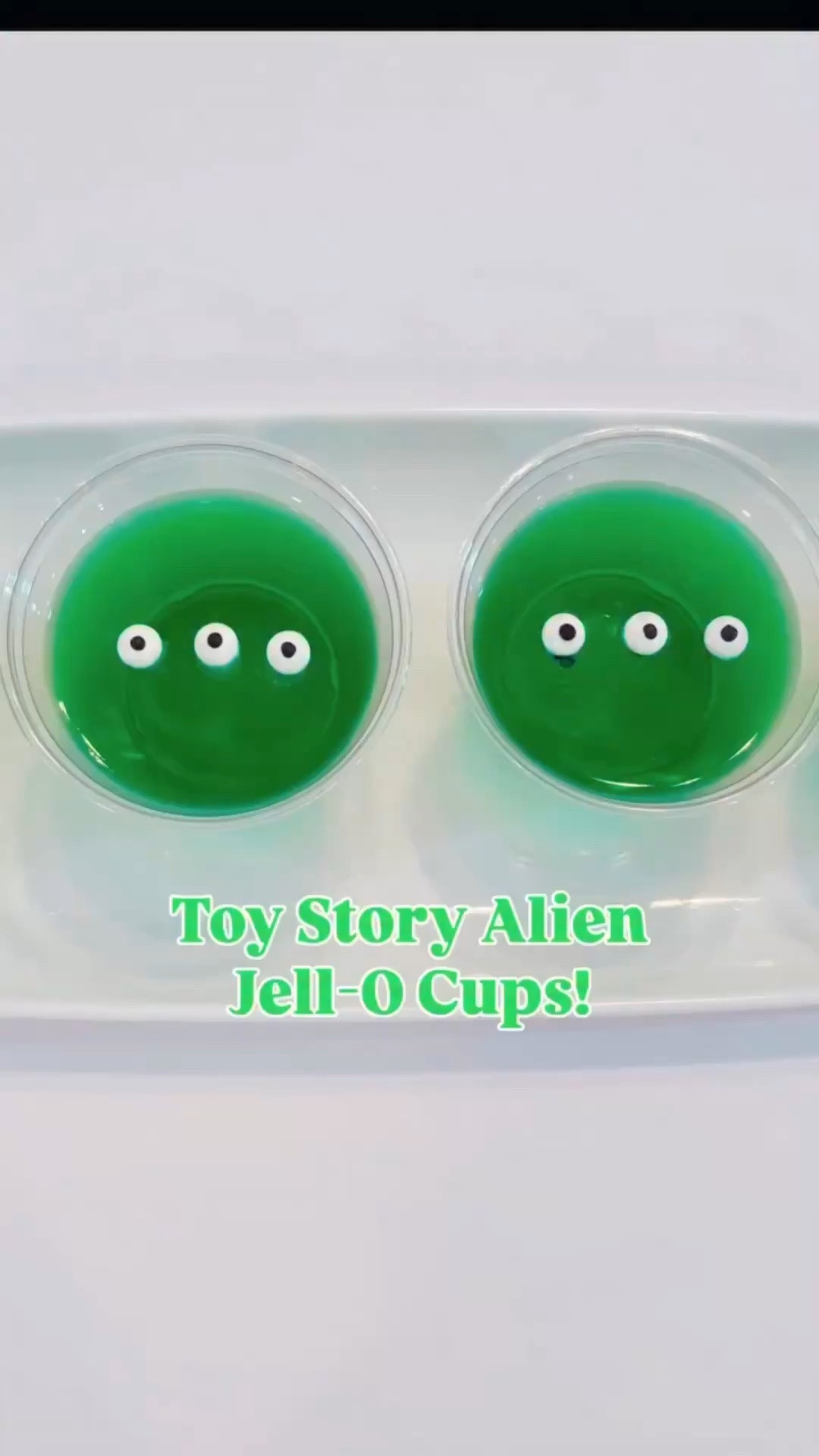 Toy Story Alien Jell-O cups! 💚 👀 💚 So easy and fun to make! Are you excited for the new Toy Story movie? 

Tip: don’t add the eyes until you are ready to serve. Have a wonderful day, friends! 

#sprinklesofconfetti #toystory5 #disneyfun #toystoryfan #funideasforkids 

Party ideas / party inspiration / Toy story / Disney / Disney fan / Toy story five / ideas for kids / family fun / summer activities / movie time / Disney movies