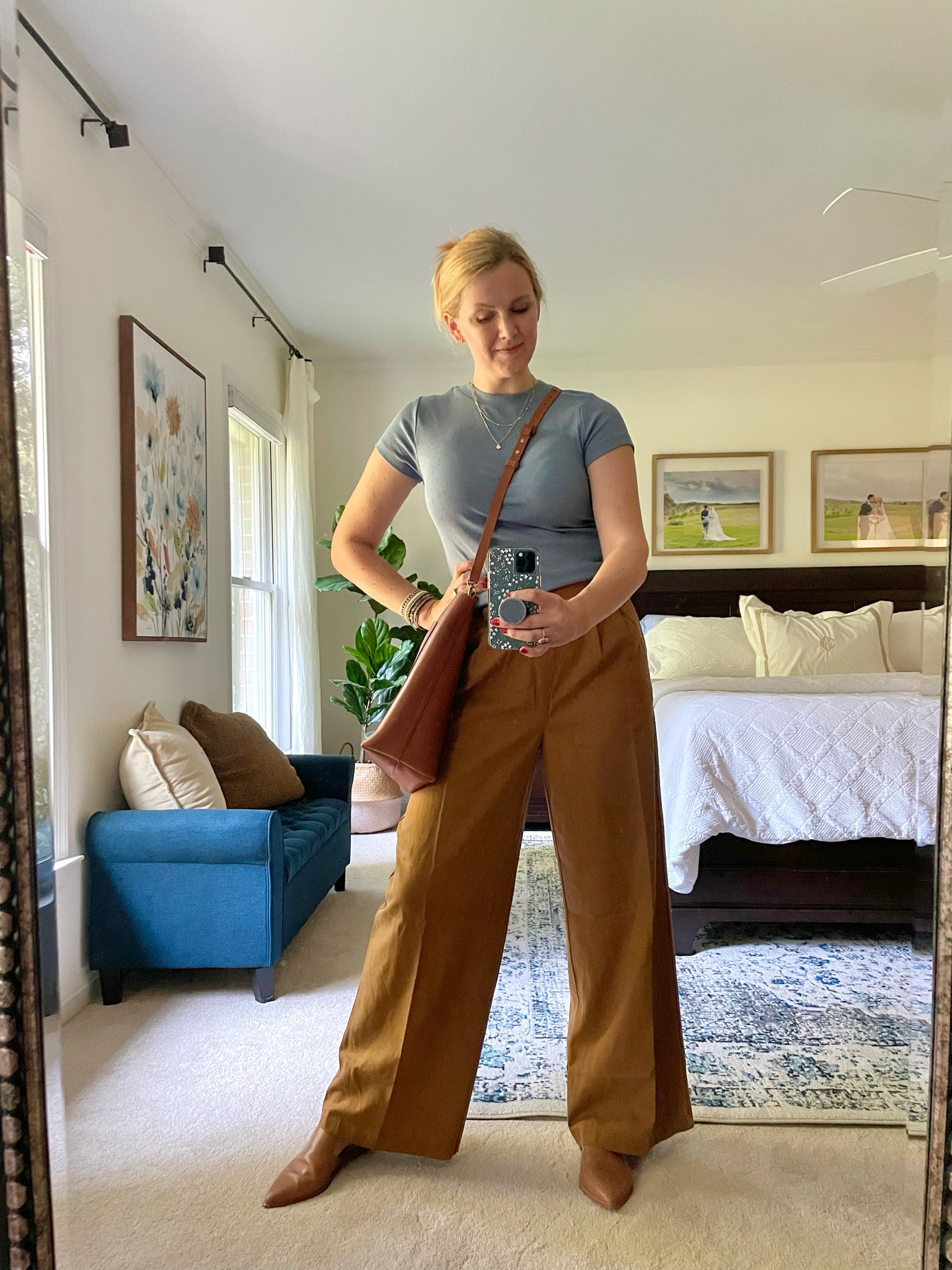 Fall work outfit idea - high waisted wide leg pants, brown leather tote and mules are all 25% off rn.

Ribbed mockneck tee is a great affordable find, perfect for layering. $8 & comes in lots of colors.

Wearing my normal size in everything.

Madewell sale finds & try on 

#LTKSeasonal #LTKunder100 #LTKSale