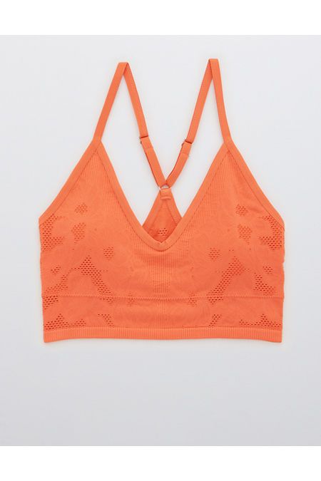 Aerie Seamless Jacquard Padded Longline Bralette | American Eagle Outfitters (US & CA)