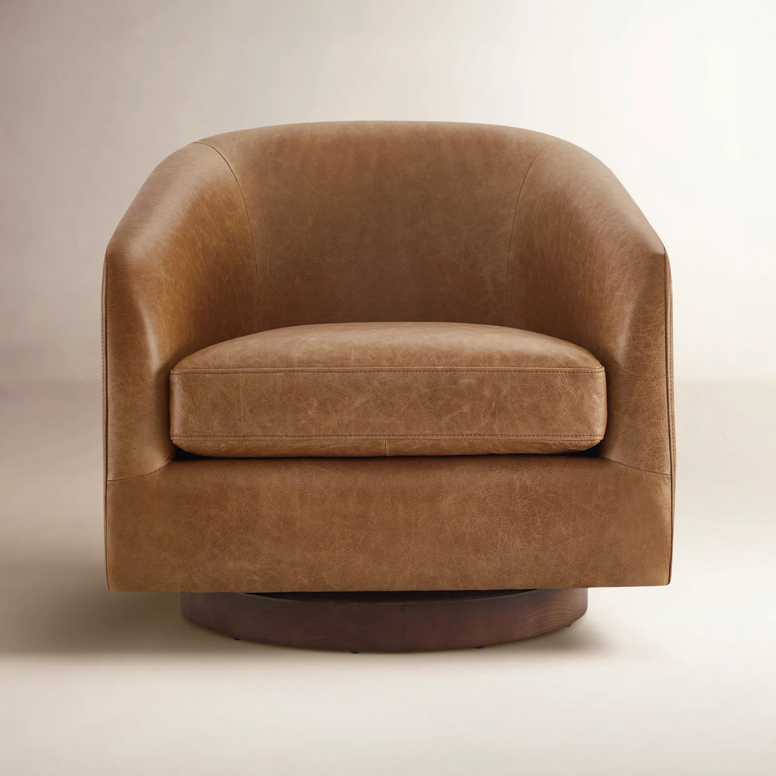 Bennett Genuine Leather Swivel Barrel Chair | Wayfair North America