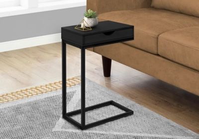 Monach Specialties C-Shaped Accent Table with Drawer, Black | Ashley Homestore