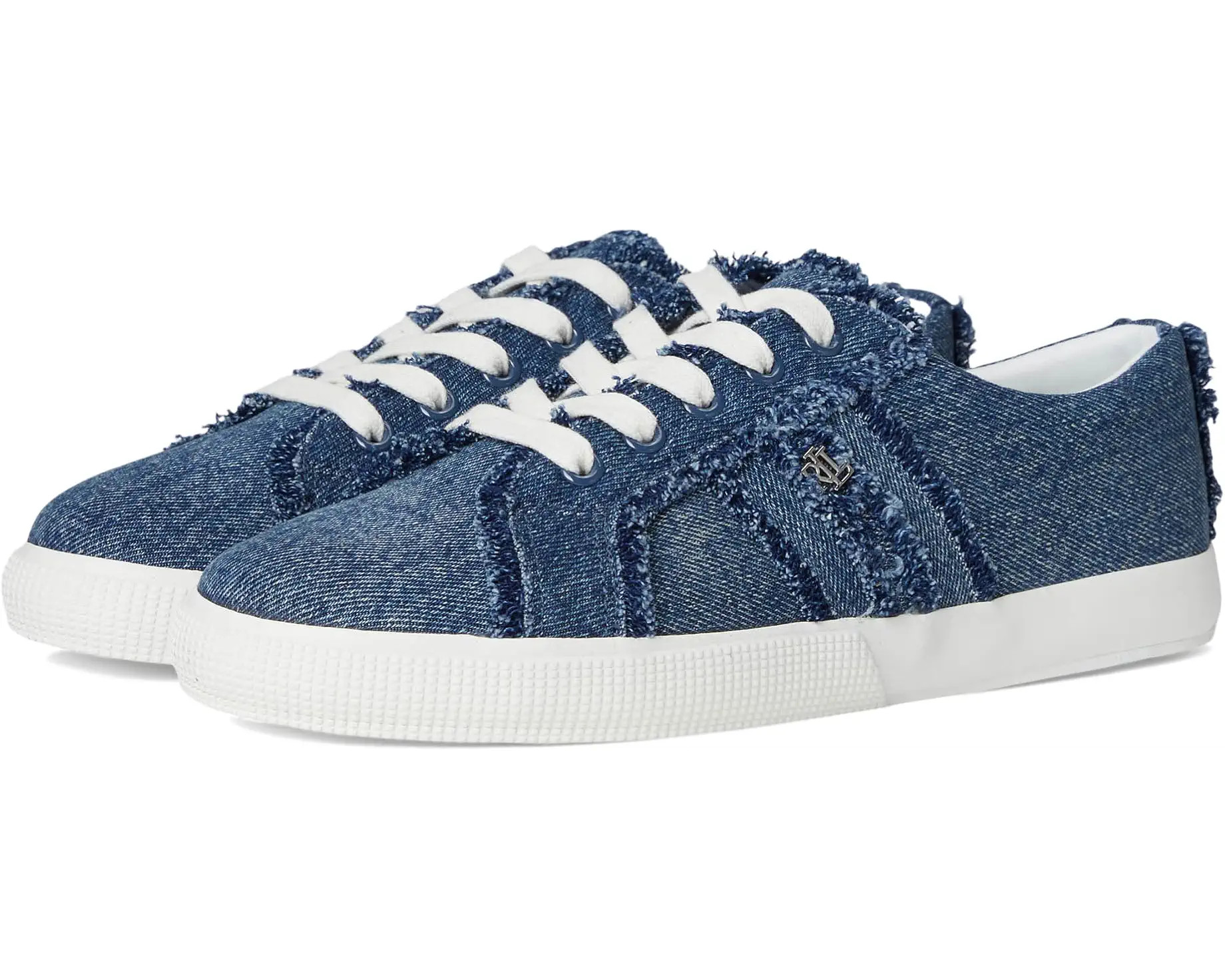 Women's Lauren Ralph Lauren Janson Frayed Denim Sneakers | Zappos