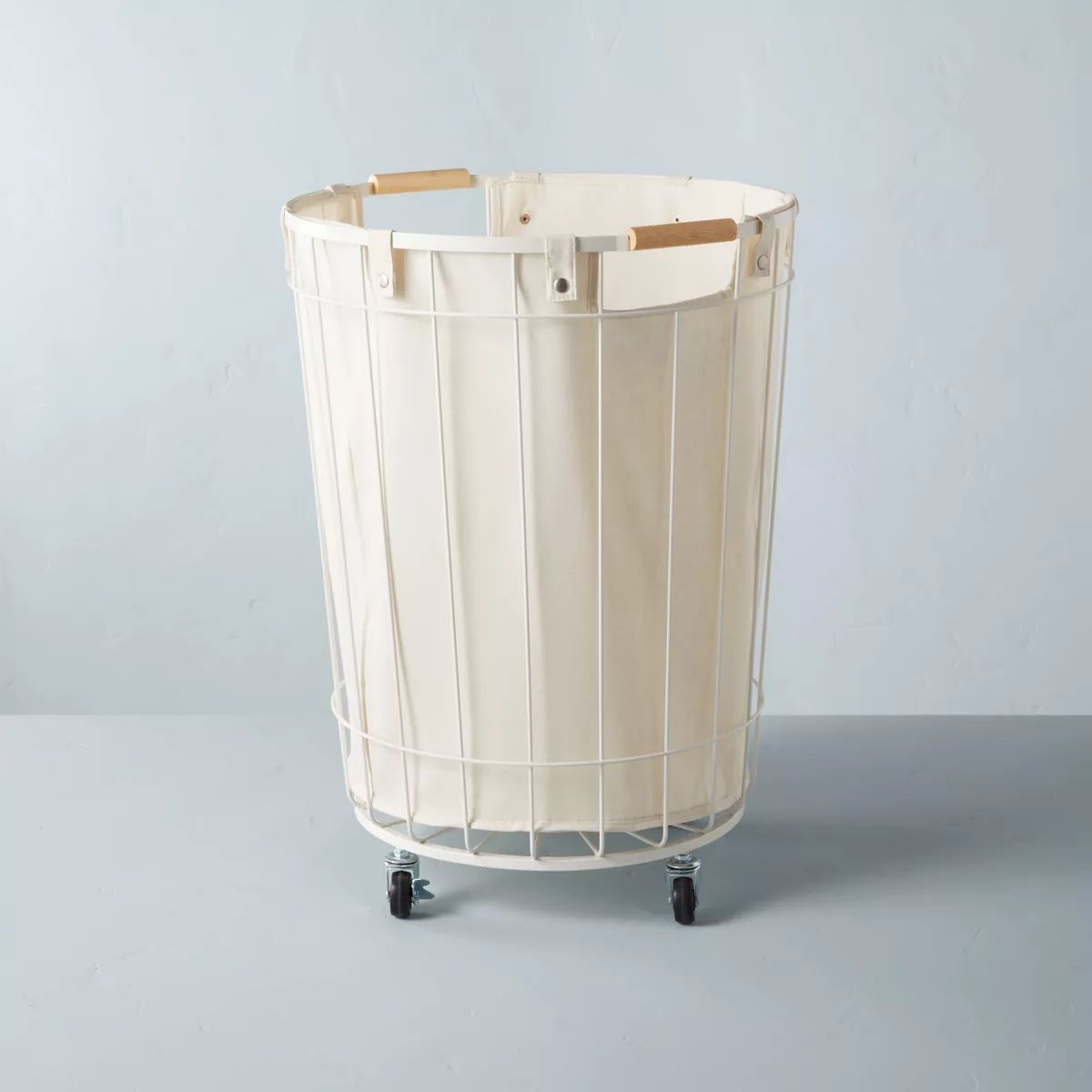 24" Large Wire & Fabric Laundry Hamper Sour Cream - Hearth & Hand™ with Magnolia | Target