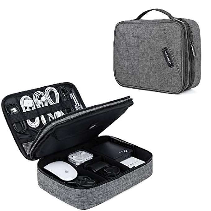 BAGSMART Double Layer Travel Universal Cable Organizer Cases Electronics Accessories Storage Bag for | Amazon (US)