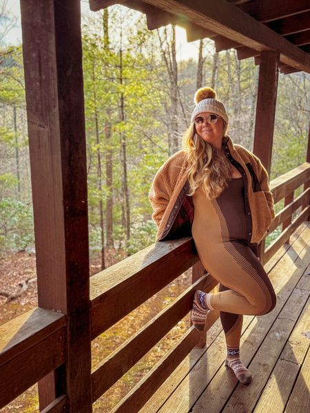 Cozy winter outfit for your mountain weekend. Womens workout wear that you can lounge in with the best fleece coat | vacation outfit | midsize outfit 
Street wear | fitness style | one piece | unitard | jumpsuit | teddy coat | neutral wear | size large | mountains | curvy size #winterfashion #winterstyle 

#LTKfitness #LTKstyletip #LTKmidsize