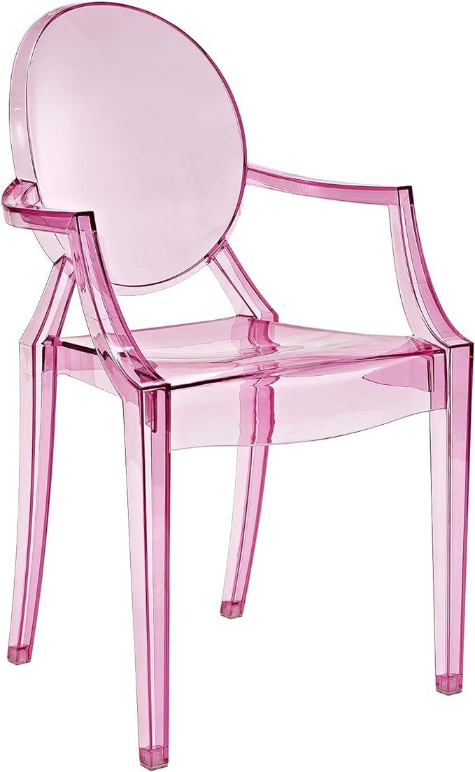 Modway Casper Modern Acrylic Stacking Kitchen and Dining Room Arm Chair in Pink - Fully Assembled | Amazon (US)