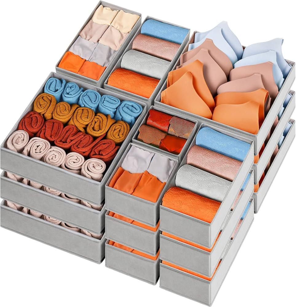 Criusia Drawer Organizers for Clothing 15 Pack, Foldable Fabric Closet Organizers and Storage Bin... | Amazon (US)