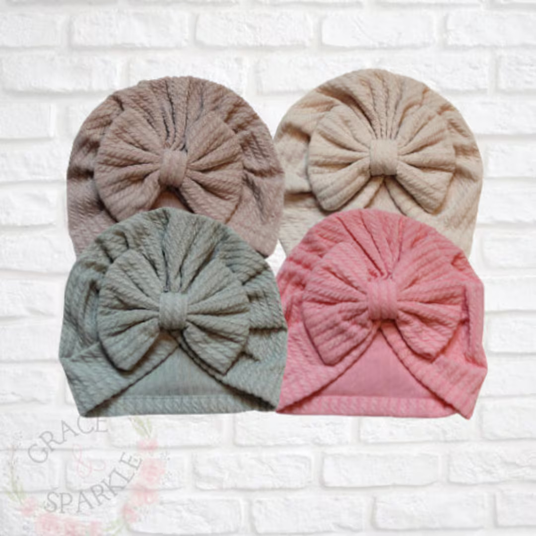 Baby with Bow, Baby Girl Bow Turban, Green Bow Hat, Baby Turban, white baby turban, Pink baby bow... | Etsy (US)
