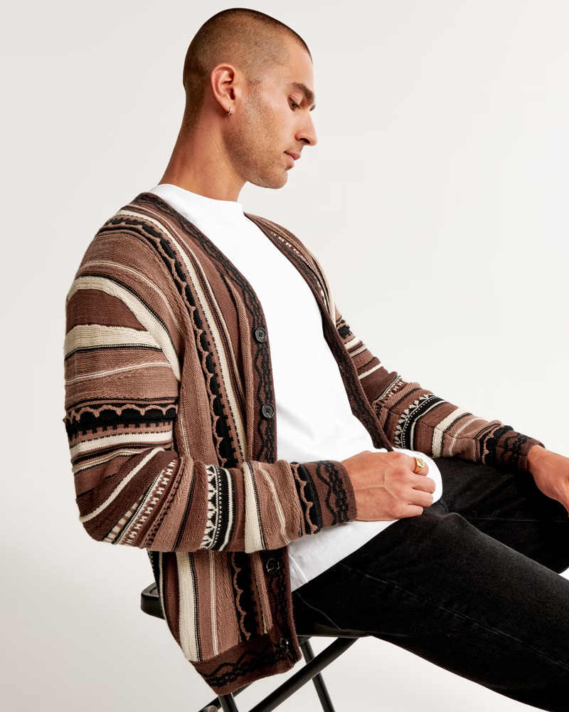 Jacquard Stripe Cardigan | Abercrombie & Fitch (US)