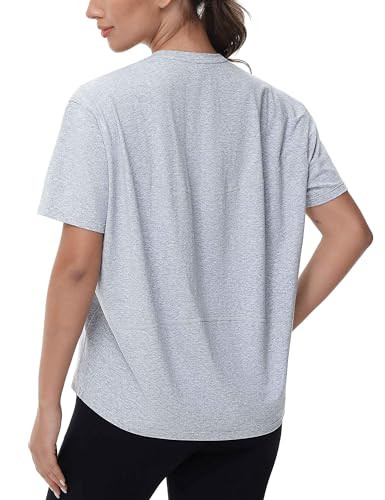 THE GYM PEOPLE Women's Short Sleeve Workout T-Shirts Back Loose Fit Running Yoga Tee Tops Heather Grey | Amazon (US)