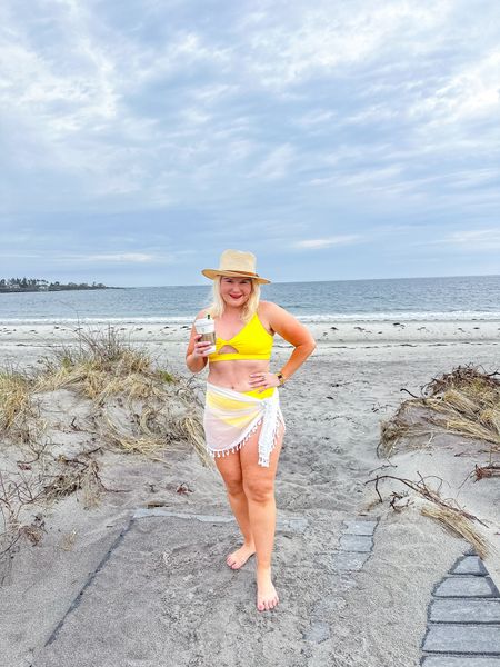 Bikini season is here and nothing is better then this yellow bikini. I love the cut out detail. I an wearing a medium in both top and bottom. I just tied a white sarong, and added a hat for a fun cabana vibe look🥰💗

#LTKSwim #LTKFindsUnder100 #LTKStyleTip