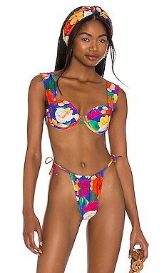WeWoreWhat Claudia Bikini Top in Abstract Floral Sapphire Multi from Revolve.com | Revolve Clothing (Global)