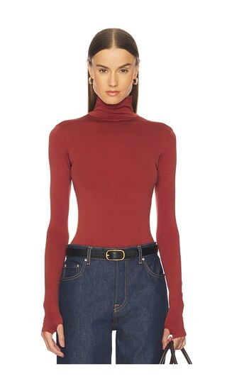 Prima Ballet Turtleneck Bodysuit in Brick | Revolve Clothing (Global)