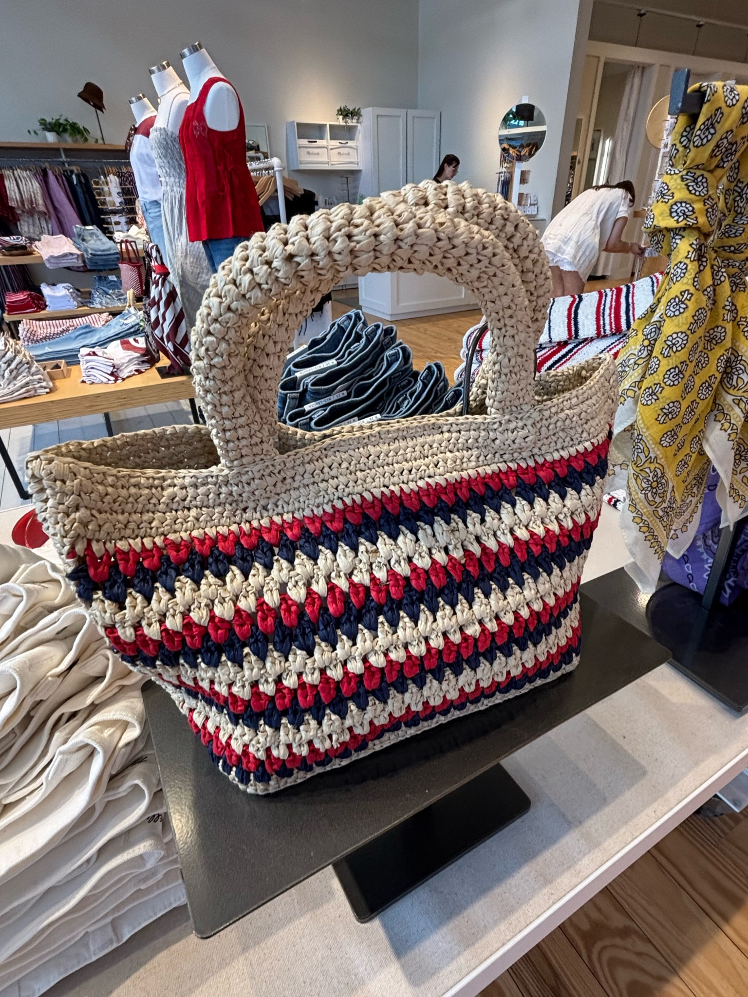 Red white and blue striped bag 

#LTKTravel #LTKootd #LTKSwim