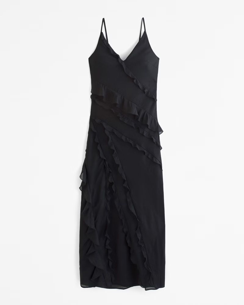 Draped Ruffle Maxi Dress | Abercrombie & Fitch (US)