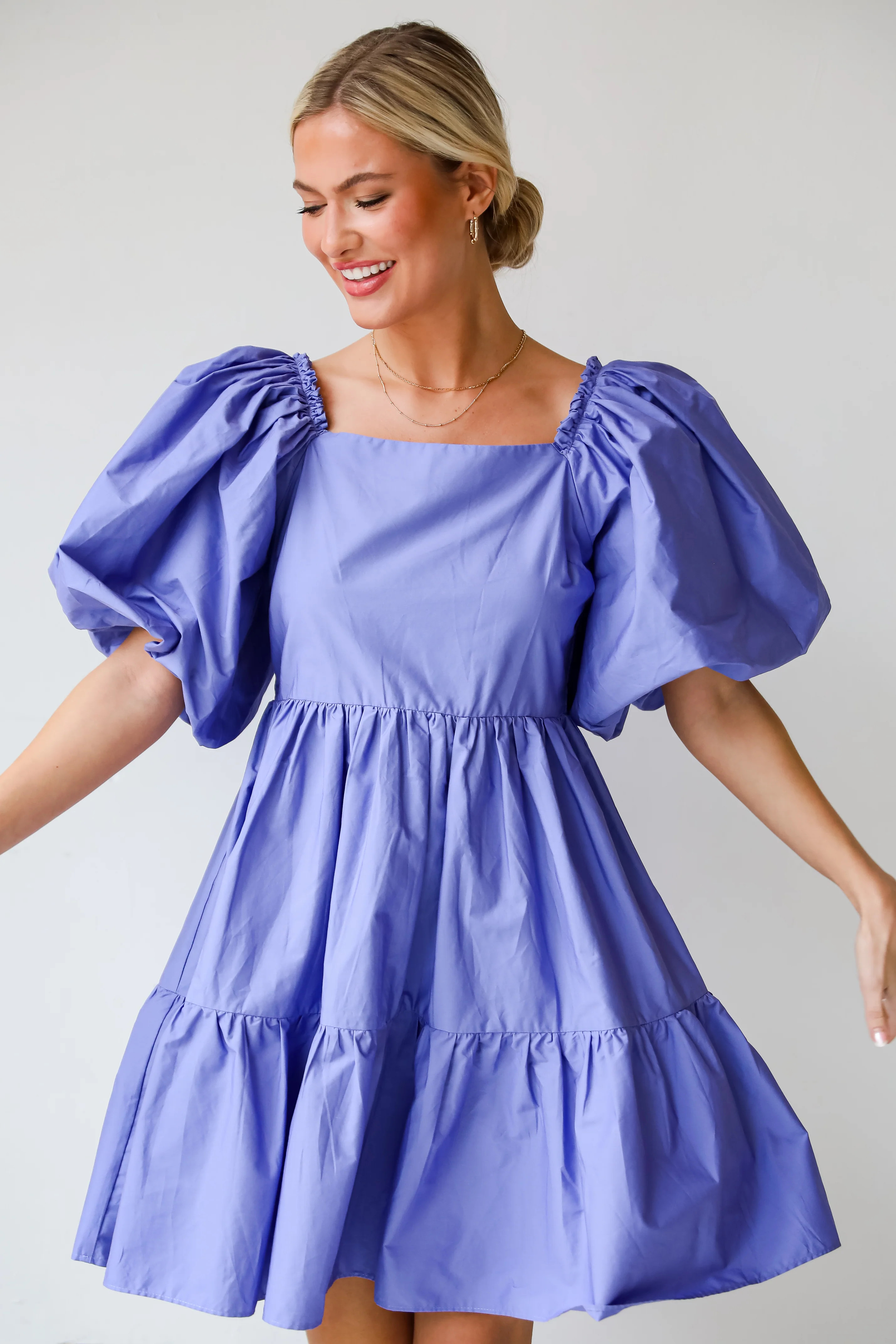 Dreamiest Darling Lilac Puff Sleeve Babydoll Mini Dress | Dress Up