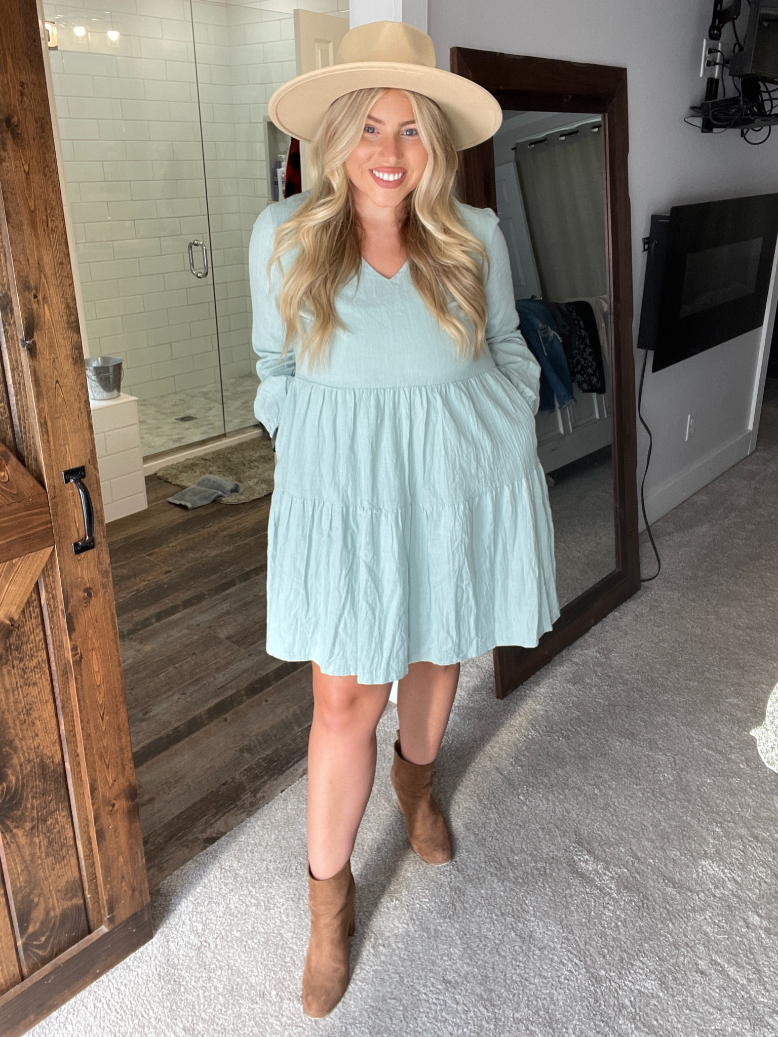 Perfect fall outfit dress boots and hat all Amazon 

#LTKunder100 #LTKSeasonal #LTKunder50