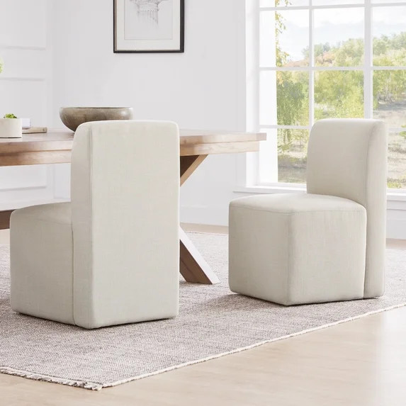 CHITA Upholstered Dining Chairs with Casters Set of 2,Modern Armless Accent Chair with Wheels for... | Walmart (US)