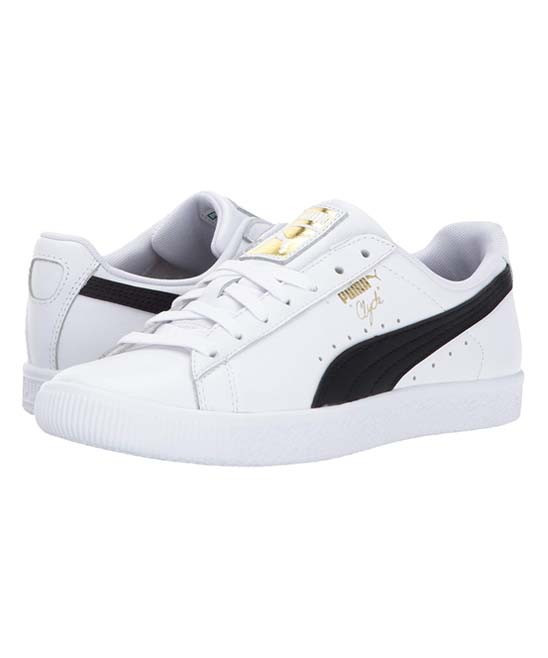 PUMA Sneakers PUMA - White & Black Clyde Core L Foil Jr Leather Sneaker - Kids | Zulily