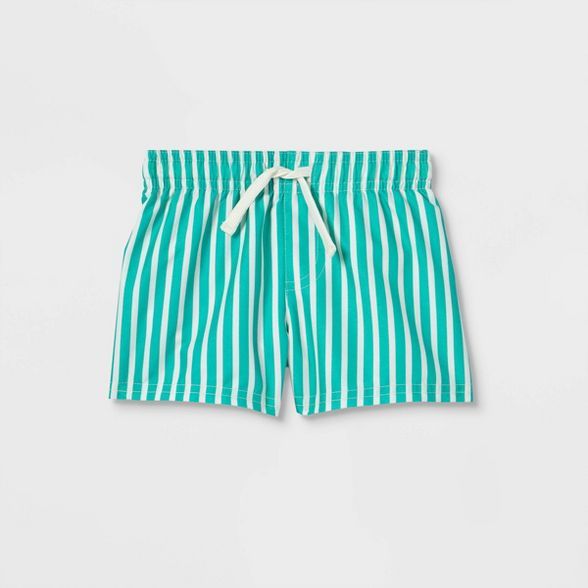 Baby Boys' Pin Striped Swim Shorts - Cat & Jack™ Green | Target