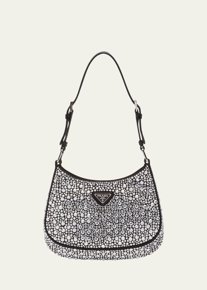 Prada Cleo Crystal Logo Hobo Bag | Bergdorf Goodman