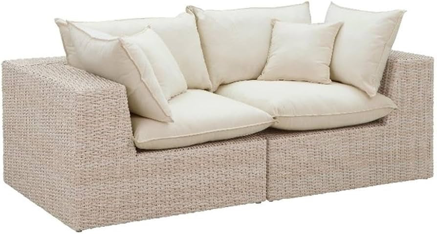 Cali 80" Natural Wicker Outdoor Modular Loveseat - TOV Furniture | Amazon (US)