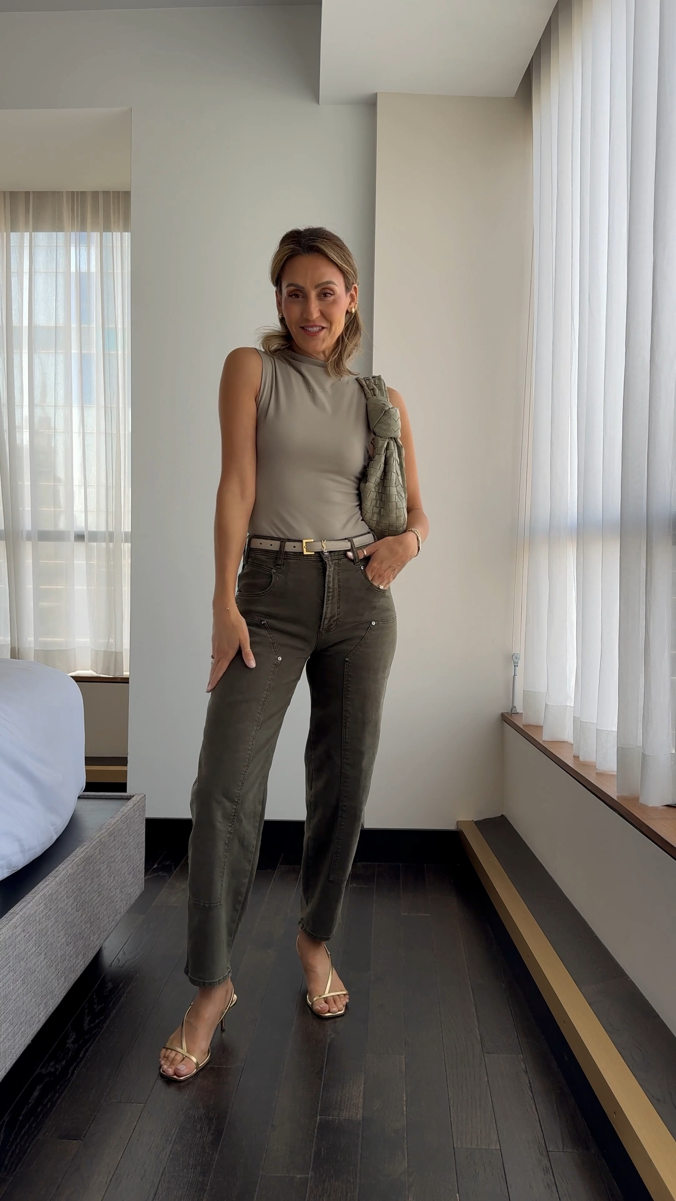 Olive green 🫒 vibes for fall! Jeans are a  mini barrel and tts/25 I like the fit a lot, stretchy and super comfy. Bodysuit comes in other colors and my tried and true kitten heels and bag! @nordstrom 

#LTKStyleTip #LTKShoeCrush #LTKItBag
