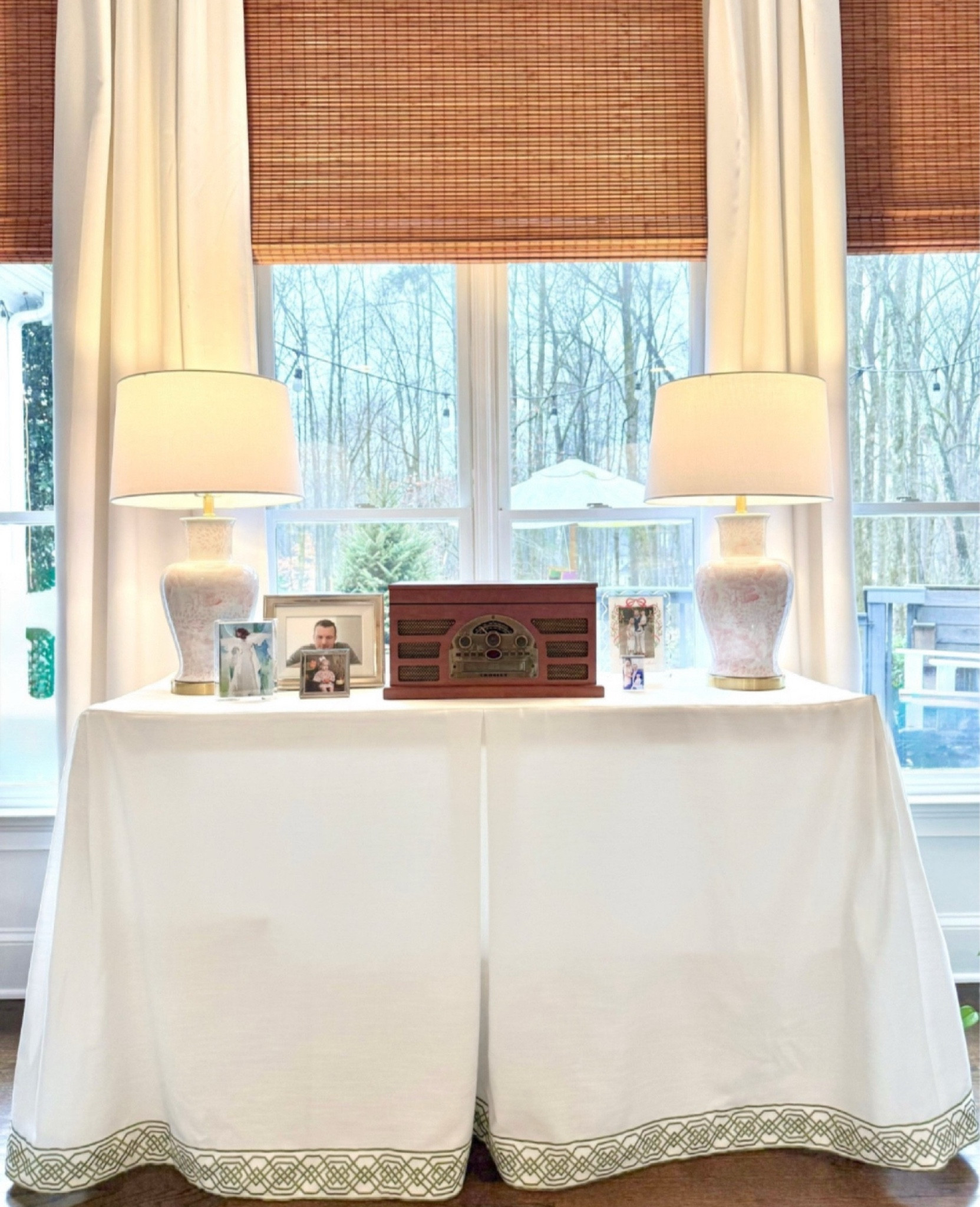 I love this custom console cover I found on Etsy! I messaged the seller and he was able to make the cover in the exact dimensions of the table we had. The material is great quality in person, the trim is nice and thick! Love it! ￼

#LTKSeasonal #LTKHome