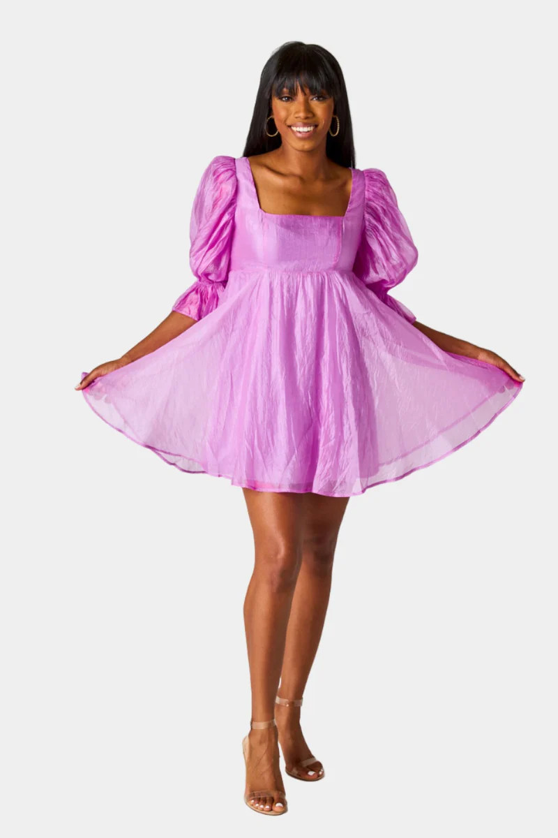 Betsy Puff Sleeve Babydoll Dress - Lavender | BuddyLove
