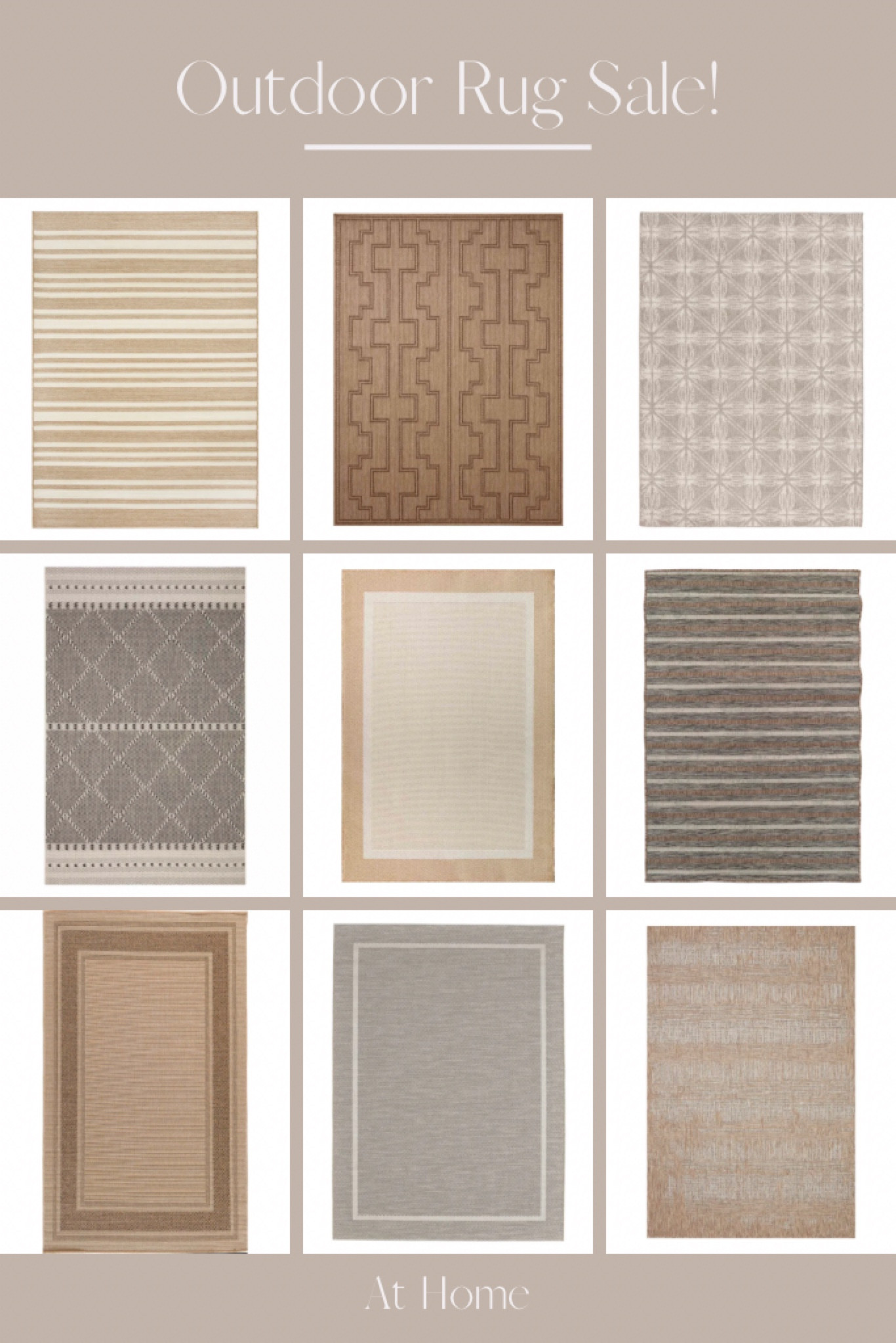 20% off all outdoor rugs now at At Home!

#LTKhome #LTKsalealert #LTKSeasonal