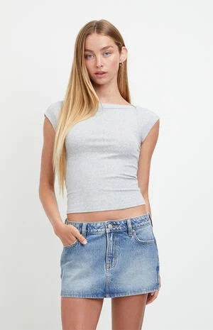 Piper Stretch Medium Blue Jean Micro Mini Skirt | PacSun