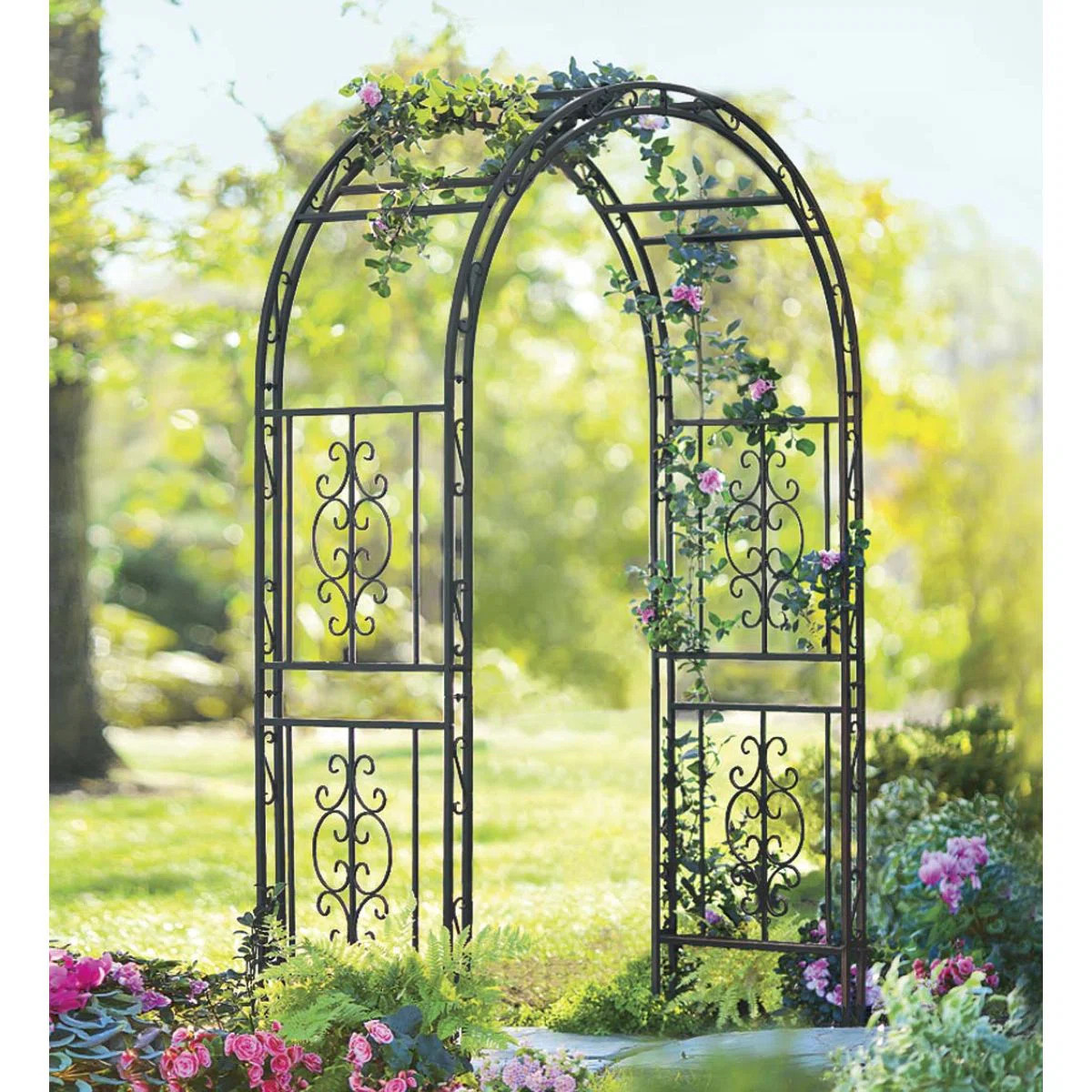 Montebello Iron 84" Tall Garden Arbor | Wayfair North America