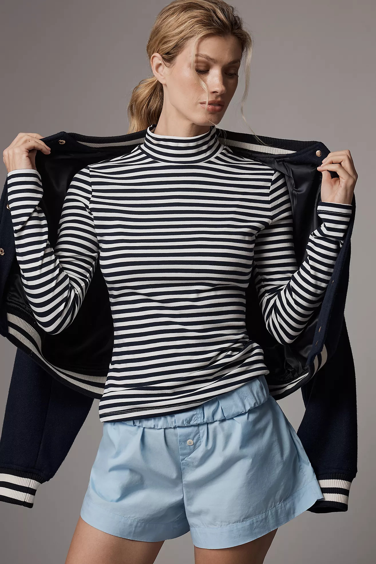 English Factory Long-Sleeve Turtleneck Striped Top | Anthropologie (US)