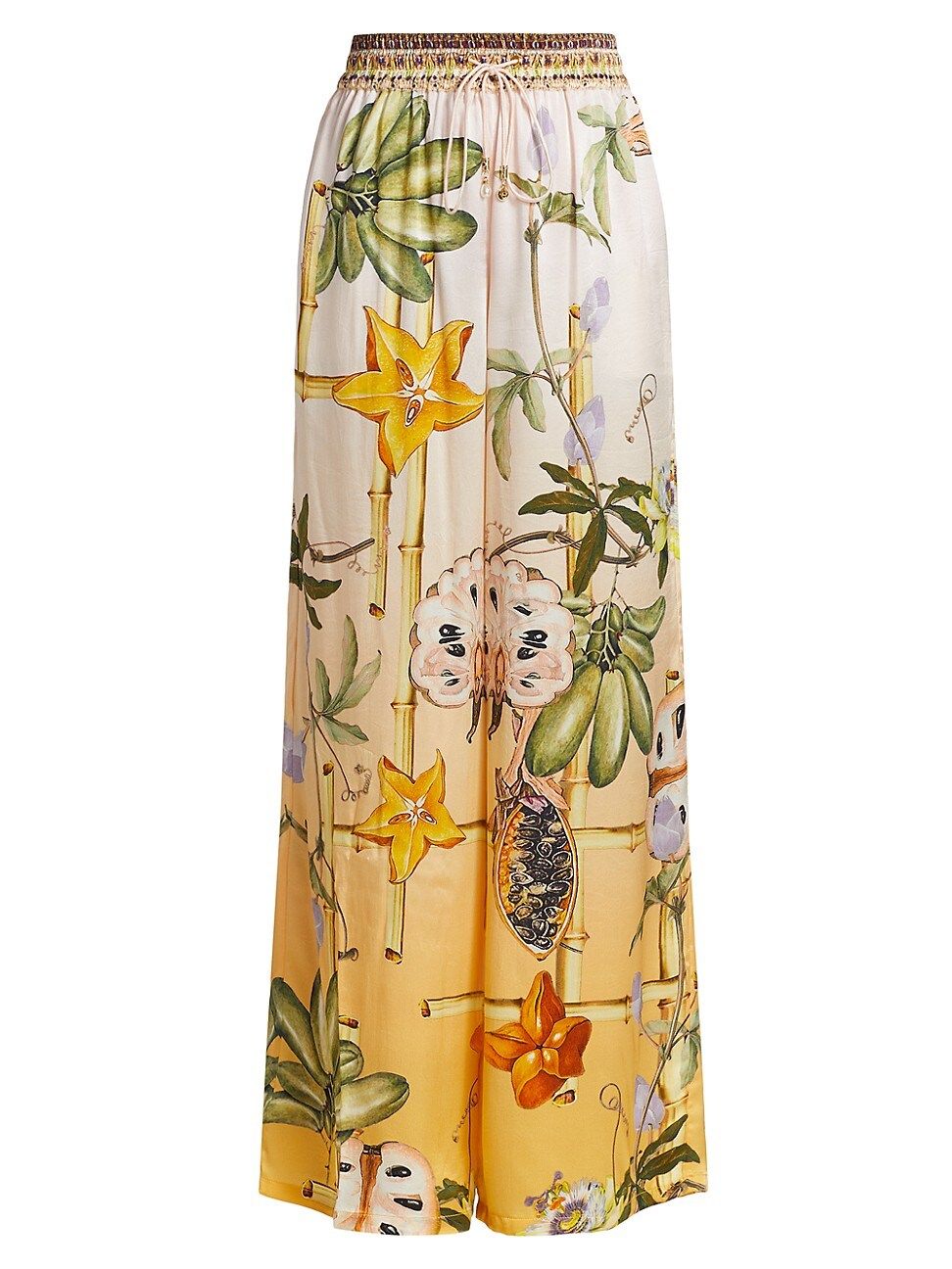 Women's Floral Silk Satin Wide-Leg Pants - Original Sin - Size Large | Saks Fifth Avenue
