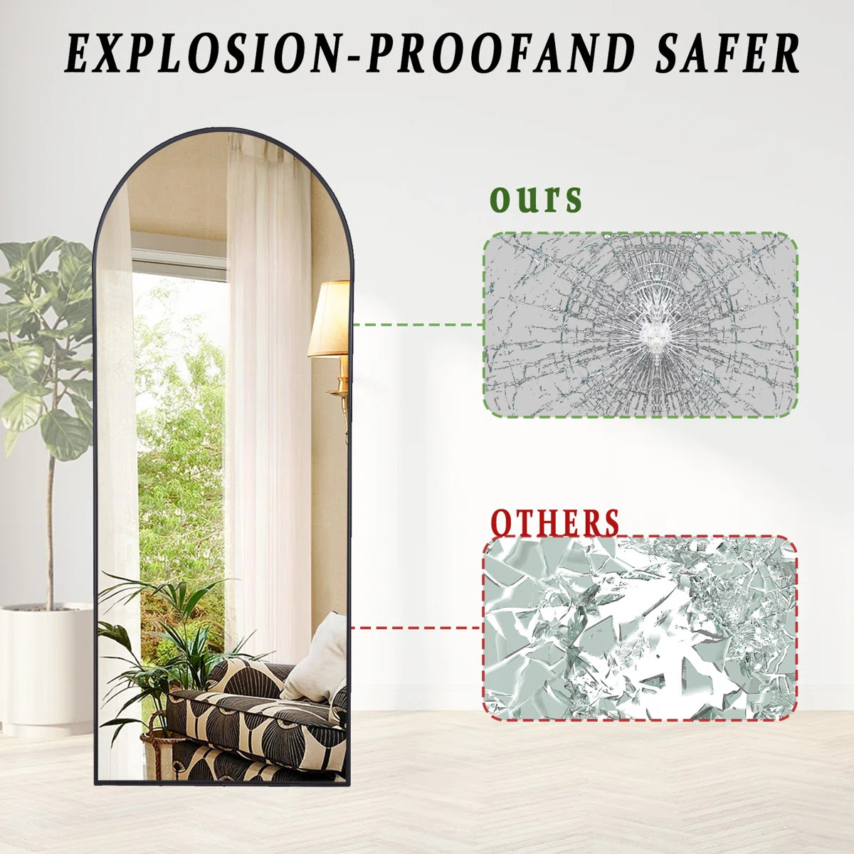 Jablon Arched Full Length Mirror with Stand Large Wall Mirror | Wayfair North America