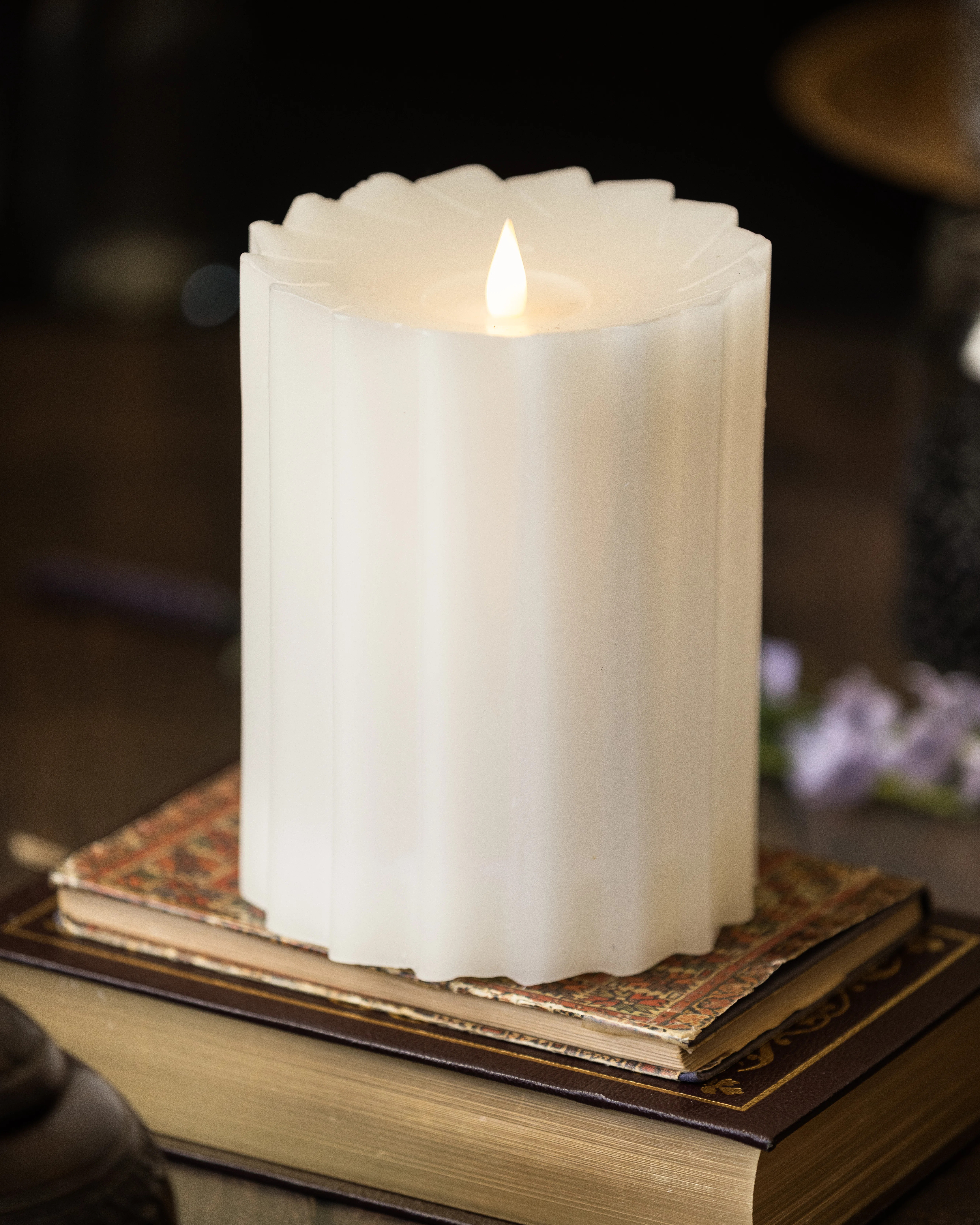 Fluted Sutton Real Wax Body Flickering Flameless Battery Powered LED Pillar Candle | Wayfair North America