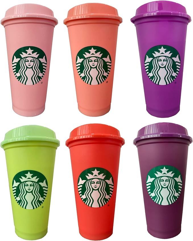 Starbucks Spring 2022 Color-changing Reusable 6 Hot Cups Set 16 oz (each) | Amazon (US)