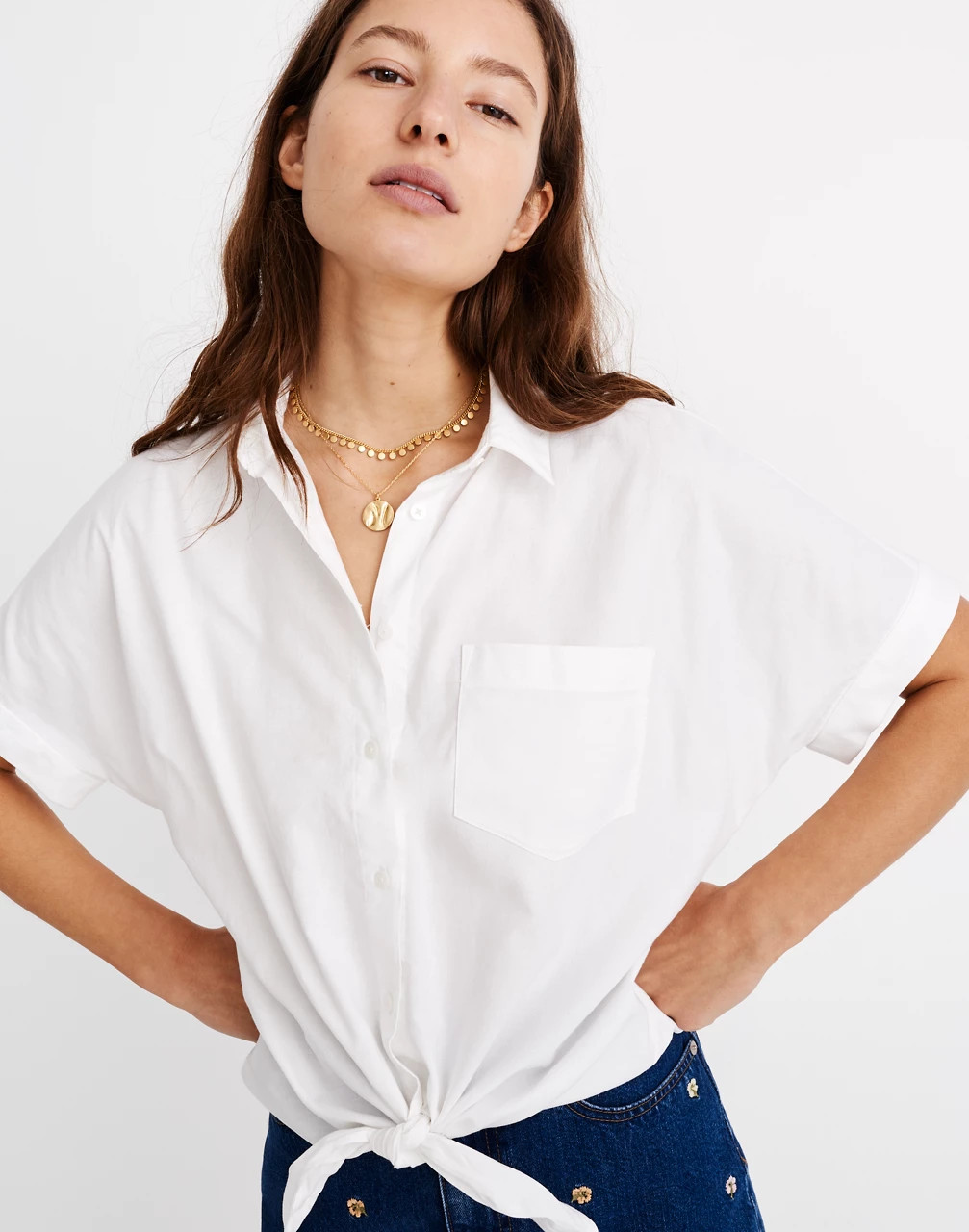 Short-Sleeve Tie-Front Shirt | Madewell