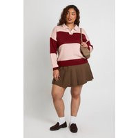 boohoo Women's Plus Stripe Rugby Knitted Jumper in Pink | Size: 20/22 | Boohoo.com (UK & IE)