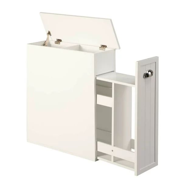 OakRidge Slim Bathroom Storage Cabinet with Slide-Out Shelf & Hinged Lid, 7-In. Wide, White | Walmart (US)