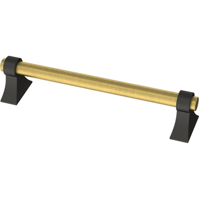 Brainerd  Casual Dual Finish 5-1/16-in Center to Center Matte Black and Brushed Brass Cylindrical... | Lowe's