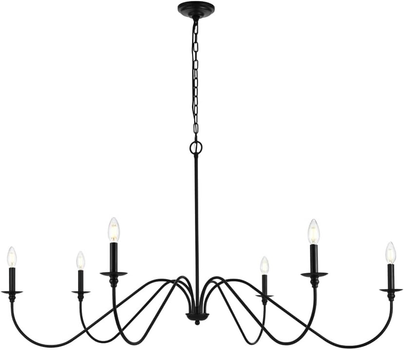 Rohan 54" 6-Light Transitional Metal Chandelier in Matte Black | Amazon (US)