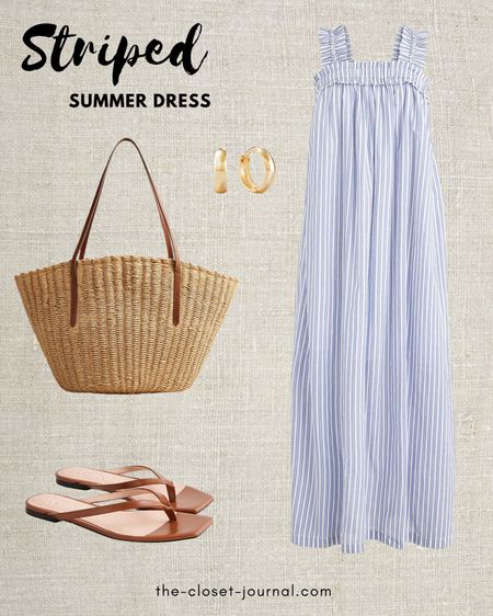 Summer striped dress in light blue