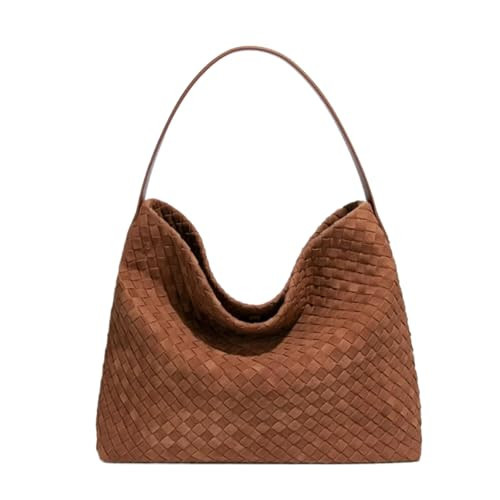 Woven Suede Tote Bag for Women Faux Suede Hobo Bag Slouchy Shoulder Bag Soft Woven Handbag | Amazon (US)