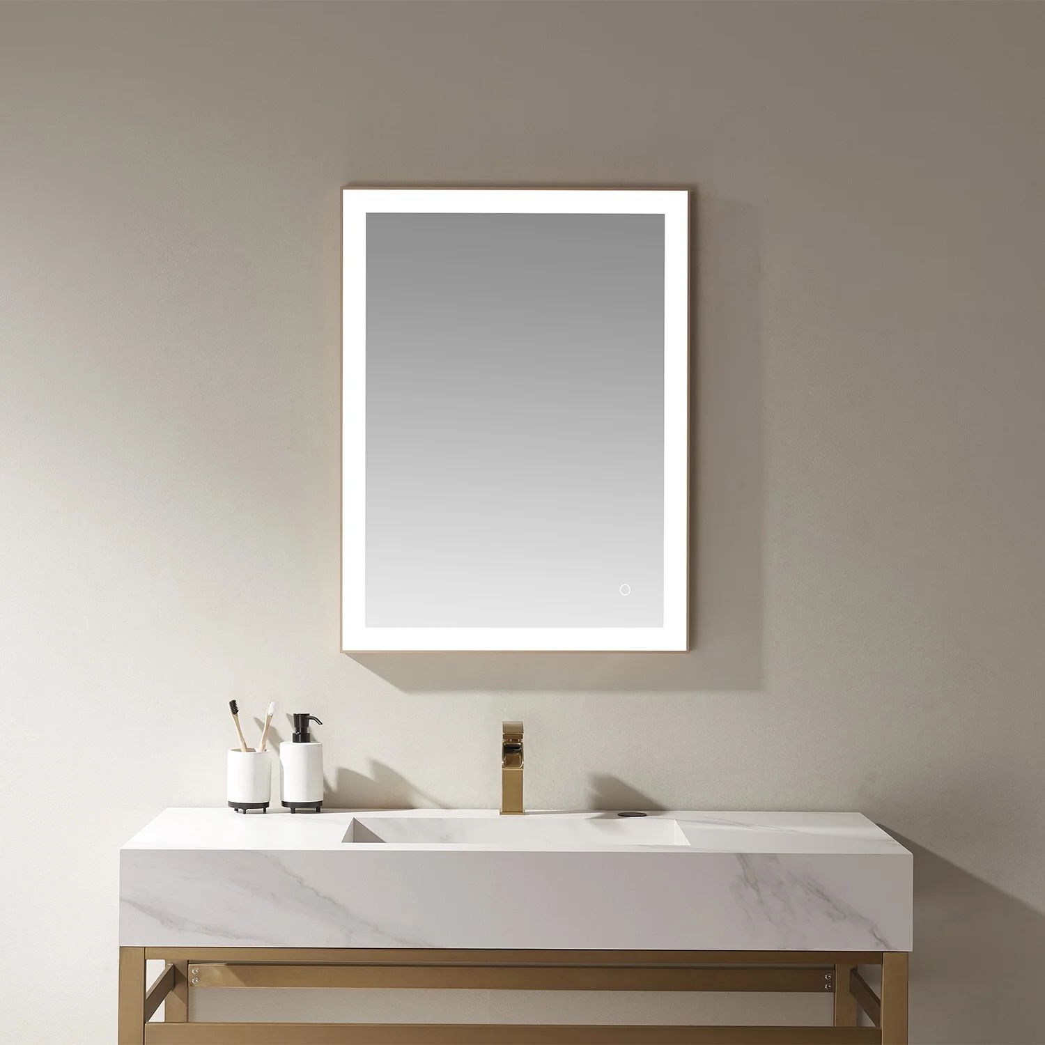 Vinnova Benevento 24" Rectangle LED Wall Mount Bathroom Vanity Mirror Gold Frame | Walmart (US)