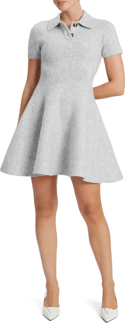 Bardot Lexter Fit & Flare Polo Sweater Minidress | Nordstrom | Nordstrom