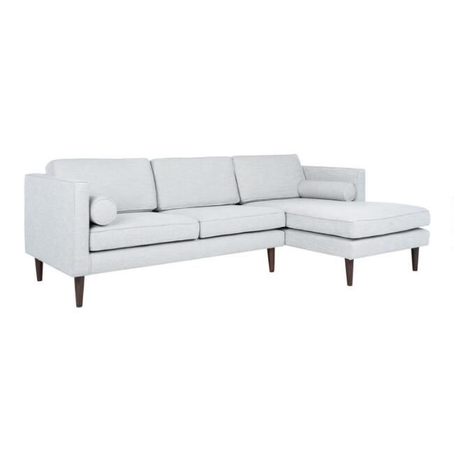 Light Gray Woven Right Facing Ivy Sectional Sofa | World Market